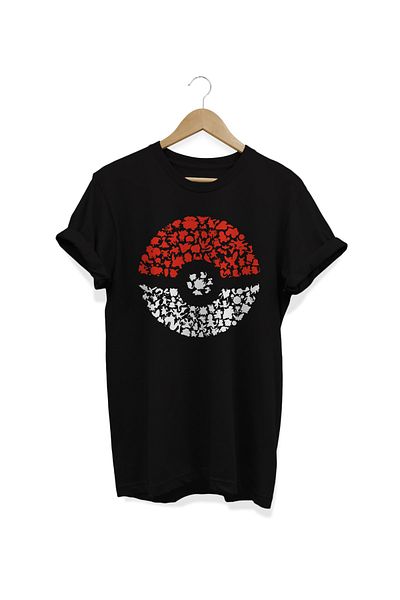 remonz Μαύρο μπλουζάκι Pokemon Poketop Pokeball με στάμπα
