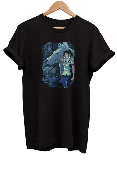remonz Μπλουζάκι Princess Mononoke με στάμπα 100% βαμβακερό Basic T-shirt κανονικού μεγέθους