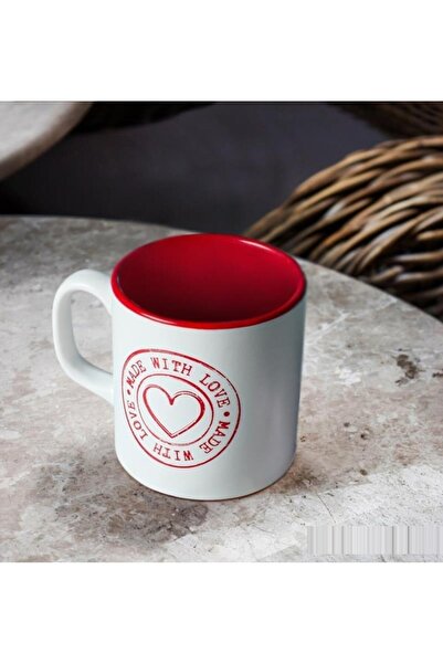 Keramika كوب بلاتيني أسطواني لعيد الحب باللون الأبيض غير اللامع