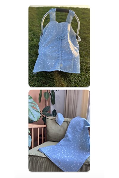 runbaby Set of 3 Light Blue Star Muslin (PASSROOM COVER 100X120CM MUSLIN COVER SCARF)