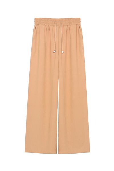 Quzu Wide Leg Trousers with Elastic Waist