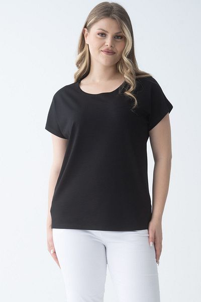 Nelly Plus Size - Pool Collar Short Sleeve Black Blouse