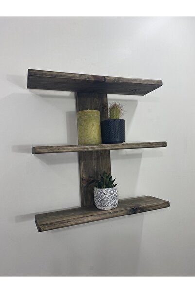 O&A WOOD رف حائط بسيط للديكور من الخشب الطبيعي، 3 طبقات عتيقة، خشب الجوز