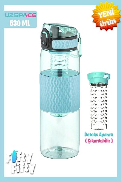 Uzspace 530ml Silicone Body Tritan Water Bottle with Detox Apparatus