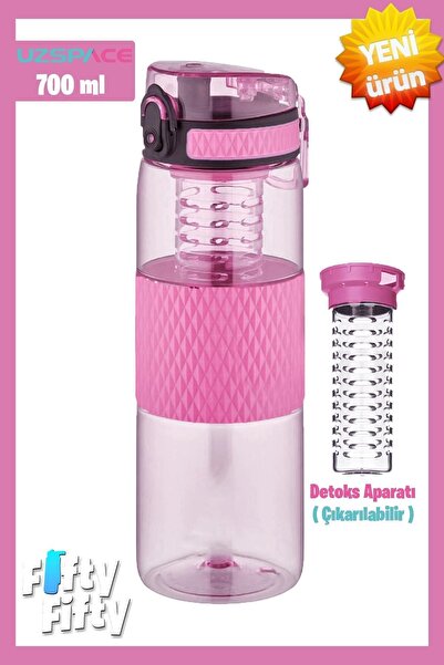 Uzspace جسم سيليكون 700 مل - زجاجة مياه تريتان مع جهاز التخلص من السموم