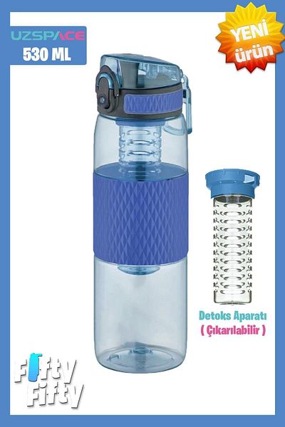Uzspace 530ml Silicone Body Tritan Water Bottle with Detox Apparatus