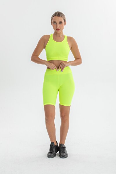 Eke Tekstil Set de top și pantaloni scurți cu bustieră cu nervuri