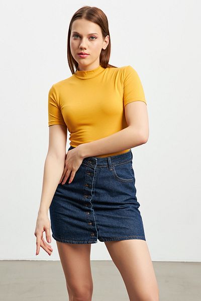 Yefrastore Bluză muștar cu mânecă scurtă de damă