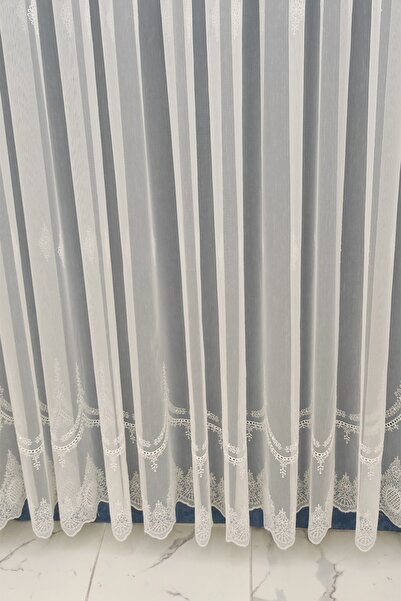 evihtiyaclarim by IOC Tulle Curtain with Sprinkle Pattern New Season Linen Look Floor Does Not Require Ironing 1 x 2 Sparse Pleated Tulle Curtain