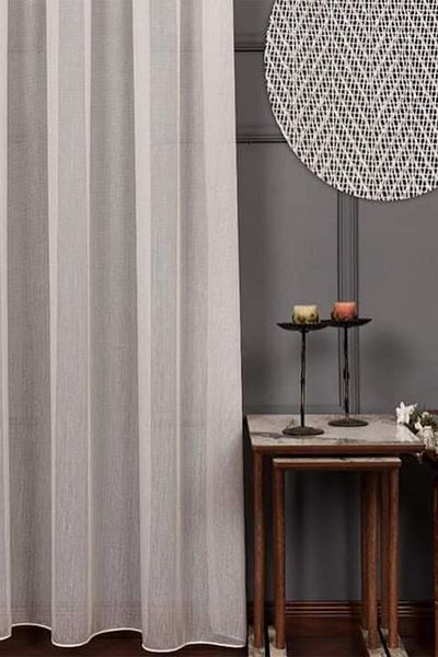 evihtiyaclarim by IOC Sergeant Patterned New Season Simple Plain Convenient No Iron Requiring 1x3 Closely Pleated Tulle Curtain