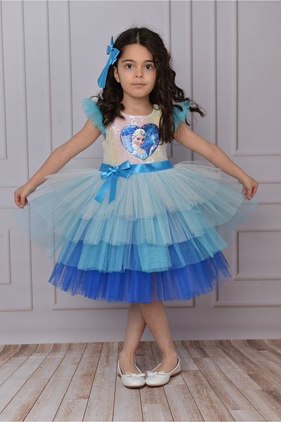Delfini kids Elsa Sequin Birthday Princess Costume And Dress