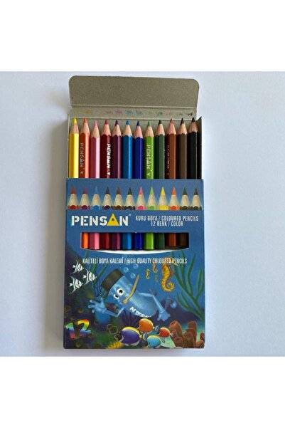 Pensan KÜÇÜK BOY 12 RENK KALİTELİ KURU BOYA KALEMİ
