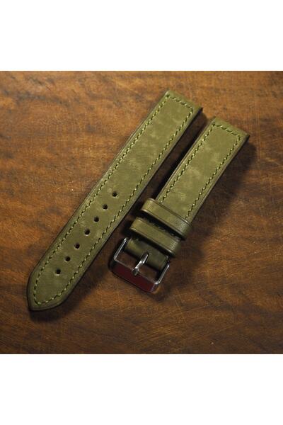 Ventum سلك مصنوع يدويًا من الجلد الطبيعي مخيط بالكامل باللون الأخضر مقاس 20 مم