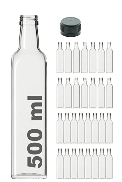 Milea 30 Adet Çok Amaçlı Şeffaf Cam Kare Maraska Şişe 500 ml - Sızdırmaz Kapaklı