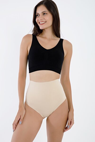 PROSLİM Kadın Ten Lazer Kesim 1-2 beden Toparlayıcı Slikonlu Dikişsiz Korse String Tanga
