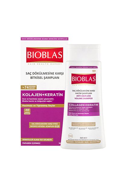 Bioblas Shampoo - Collagen & Keratin Volume-Free Hair - 360 ml