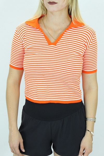 Lukas Orange Polo Neck Striped T-Shirt - 140.055