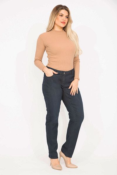 Şans Női sötétkék nagy méretű 5 zsebes Lycra farmer 65n36681