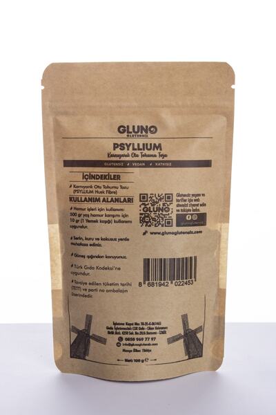 Gluno Glutensiz Karnıyarık Otu Tohumu Tozu - Psyllium 100g