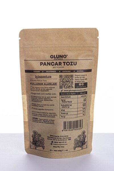Gluno Glutensiz Pancar Tozu 100gr