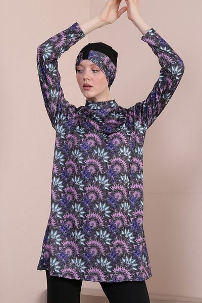 FİT1BEDEN Μακρυμάνικο μοντέλο Aqua Plus Size Καλυμμένο Hijab