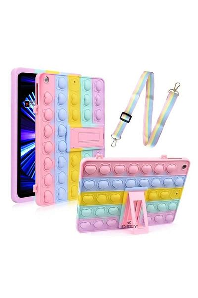Sneezy iPad 9.7 inch 5.6. Generation / Air Fully Compatible Glow Patterned Popit Tablet Case with Stand and Hanger