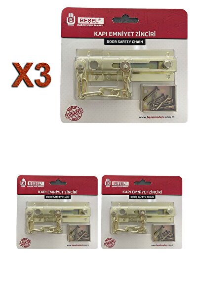 Beşel Lanț de siguranță pentru uși glisante satinat (3 bucăți)
