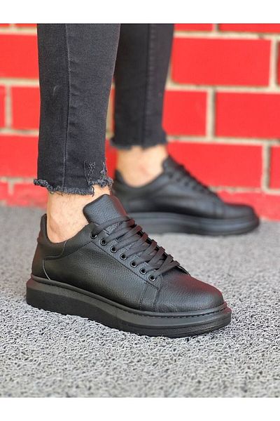 Paolo Zaccardi P-X500 Lace-up ψηλή/παχιά ορθοπεδική σόλα αθλητικά αθλητικά ανδρικά παπούτσια ST Μαύρα
