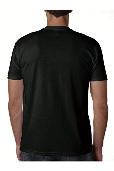 Keywest Ανδρικό μπλουζάκι με 4 κάρτες με λεπτομέρεια με στάμπα μεγάλου μεγέθους, 100% βαμβακερό μαύρο μπλουζάκι