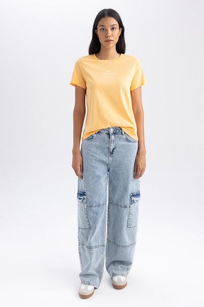 DeFacto Tričko s krátkým rukávem Regular Fit s potiskem Crew Neck – B0234ax23hs
