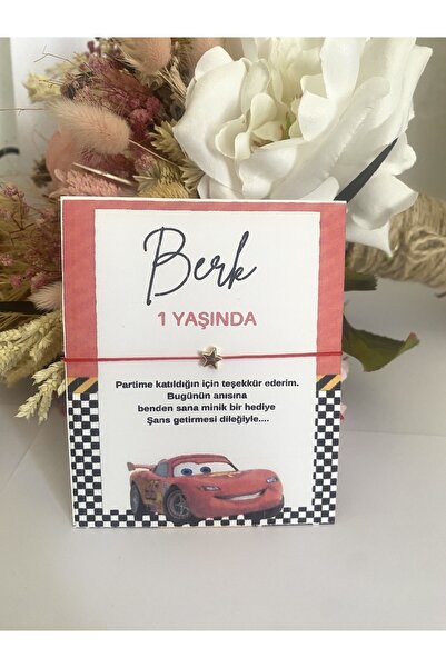 ruzaksesuar Kişiye Özel İsimli Şimşek Mcqueen Konsept Şans Bilekliği Doğum gü...