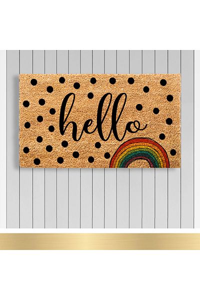 Paspashello , Design Koko Door Mat / PVC Base / Model; Polka Dot Hello