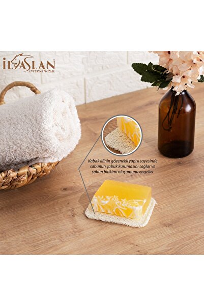 ilaslan international Doğal Kabak Lifi Sabun Altlığı ( 3 Adet 10x8cm )