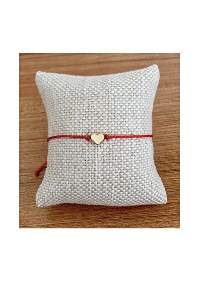 bygüneşaccessories Altın Kaplama Kalp Figürlü Kırmızı Ip Şans Bilekliği