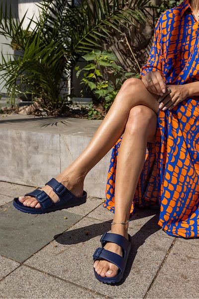 ANGELİNA JONES CEDRIC UNISEX DARK BLUE DOUBLE BUCKLE DAILY- BEACH EVA SLIPPERS