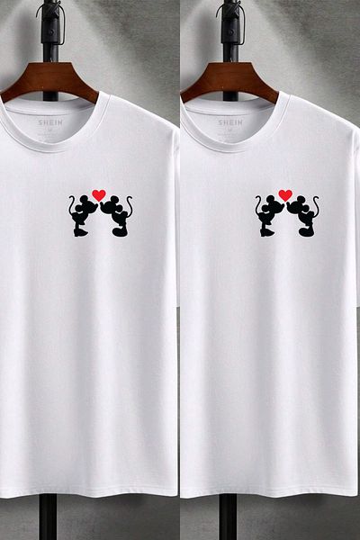 AMMA Lover Combination 2 Pack Heart Mickey Mause εμπριμέ κοντομάνικο μπλουζάκι