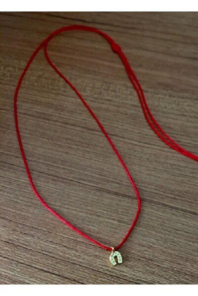 bygüneşaccessories Altın Kaplama Mini At Nalı Figürlü Kırmızı Ip Şans Bilekliği