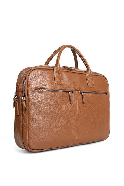 MORCA كمبيوتر محمول وحقيبة من الجلد الطبيعي بلون أسمر