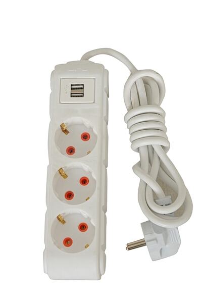 Holly Akım Korumalı Grup Priz Ve 2 Li Şarj Aleti 2500 Watt Beyaz Akım-korumal...