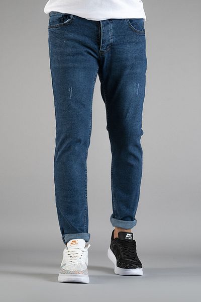 bombe Ανδρικό Slim Fit Στενό Κόψιμο Νυχιών Τζιν Παντελόνι Μπλε
