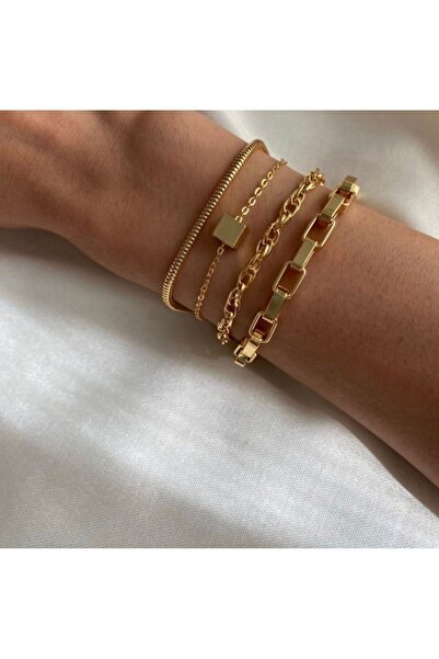 Selin Gold Renk 4'lü Bileklik Seti