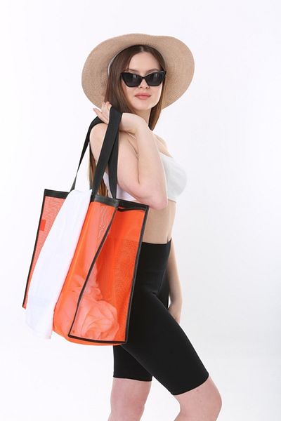 Serkan Çanta Bez Çanta Atölyesi Cloth Bag Orange Mesh Beach Bag