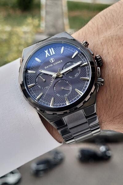 DAVID GUNER Kadranı Lacivert Kordonu Siyah Renk 2 Yıl Garantili İç Göstergeleri Aktif Erkek Kol Saati