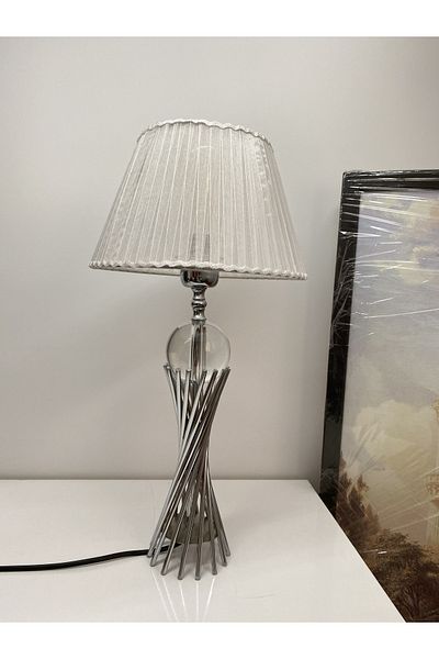 asellus Misbah Twist Lampshade "Knitted Hat" Table Lamp Chrome Plated with Crystal Glass (silver color), lampshade