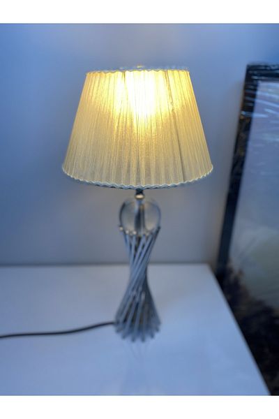 asellus Misbah Twist Lampshade "Knitted Hat" Table Lamp Chrome Plated with Crystal Glass (silver color), lampshade