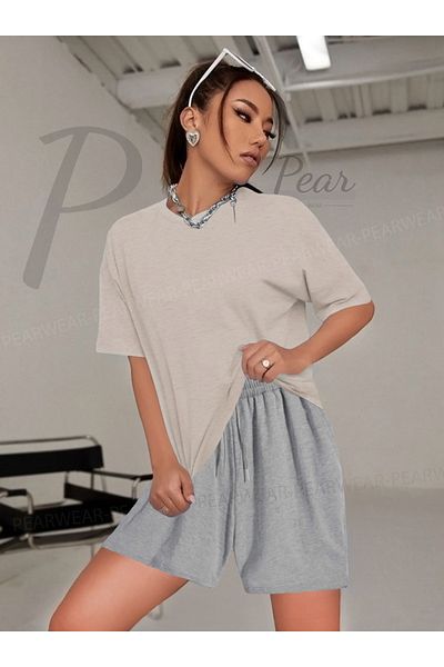 Pear Wear Γυναικείο μπλουζάκι Oversize Σορτς Σετ δύο τεμαχίων