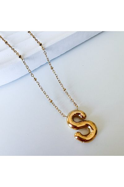 CHARMLUCKY Letter S necklace with steel grenade