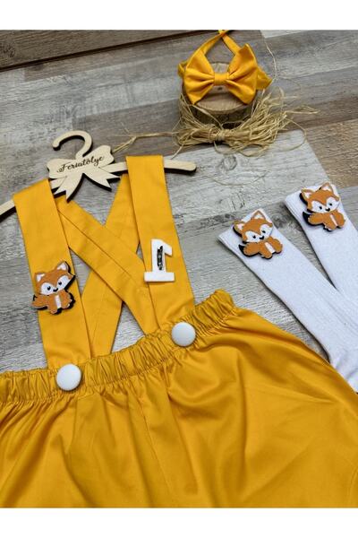 Feriatolye Fox concept baby boy, 1 year old, light orange salopette