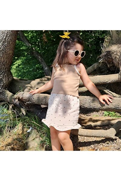 BEBEĞİME ÇORAP Girl's Muslin Skirt - Ruffled / Waist Elastic and Strappy Blou...