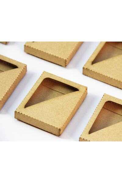 Tasarım Şeker Sabun ve Şeker Kutusu - Yarım Kare Pencereli - Kraft Karton - 50 Adet